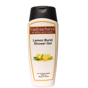 "Revitalize with Vaidyaacharya Lemon Burst Shower Gel (200ml). Refreshing lemon essence for a invigorating cleanse. Feel refreshed!"