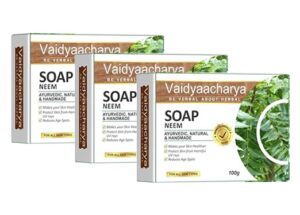 Vaidyaacharya Neem Shoap, Herbal And Natural Bathing Soap For Glowing Skin, Suitable For All Skin Types, Promoting Beauty And Wellness Naturally