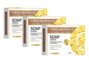 Vaidyaacharya Lemon Shoap, Herbal And Natural Bathing Soap For Glowing Skin, Suitable For All Skin Types, Promoting Beauty